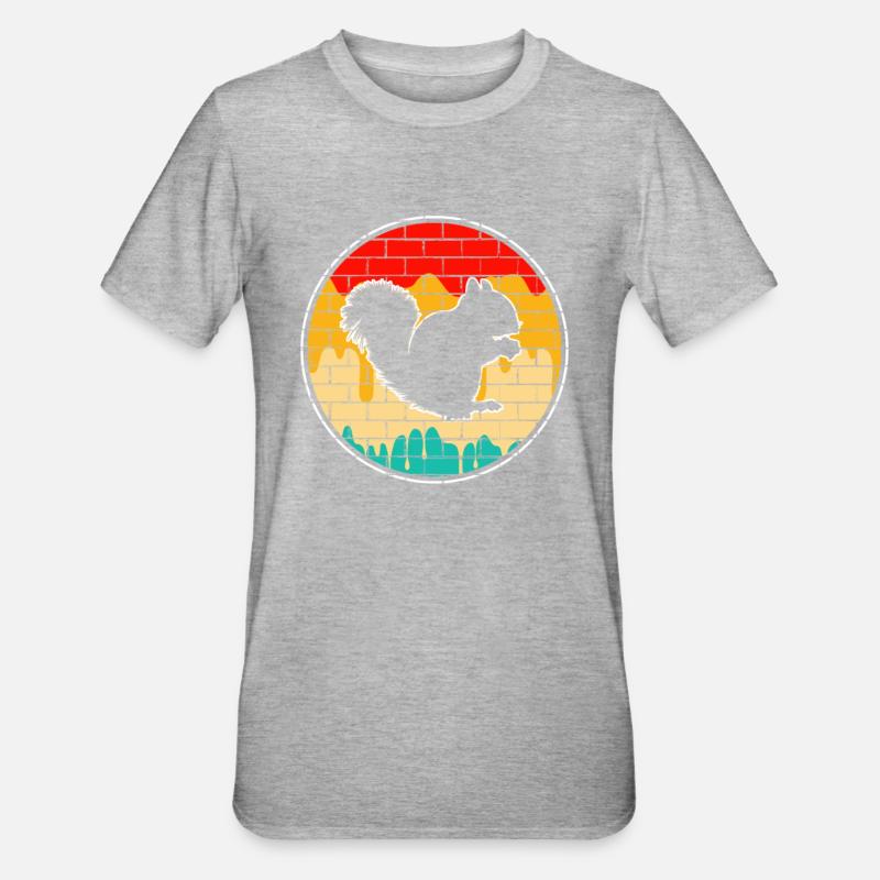Eichhörnchen Retro - Unisex Polycotton T-Shirt - Grau meliert