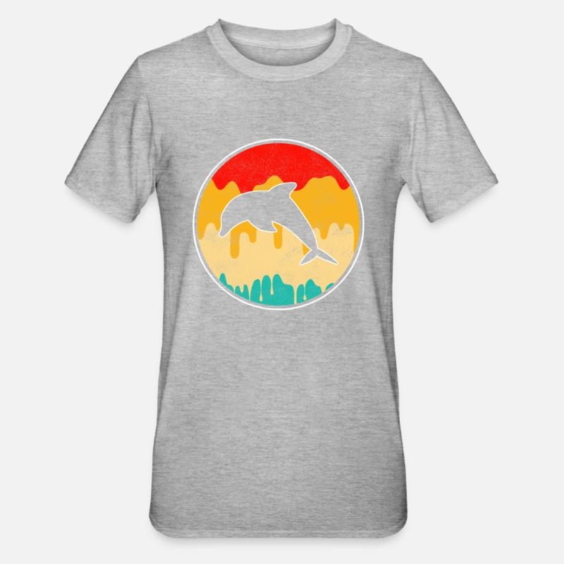 Dauphin Rétro - T-shirt polycoton Unisexe - gris chiné
