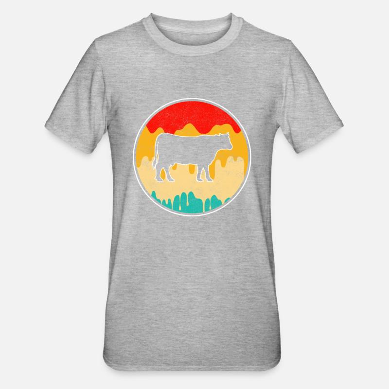 Bœuf de vache Retro - T-shirt polycoton Unisexe - gris chiné