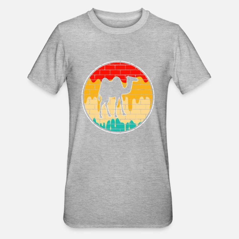 Kamel Retro - Unisex Polycotton T-Shirt - Grau meliert