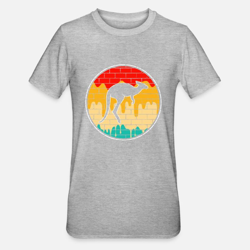 Känguru Retro - Unisex Polycotton T-Shirt - Grau meliert