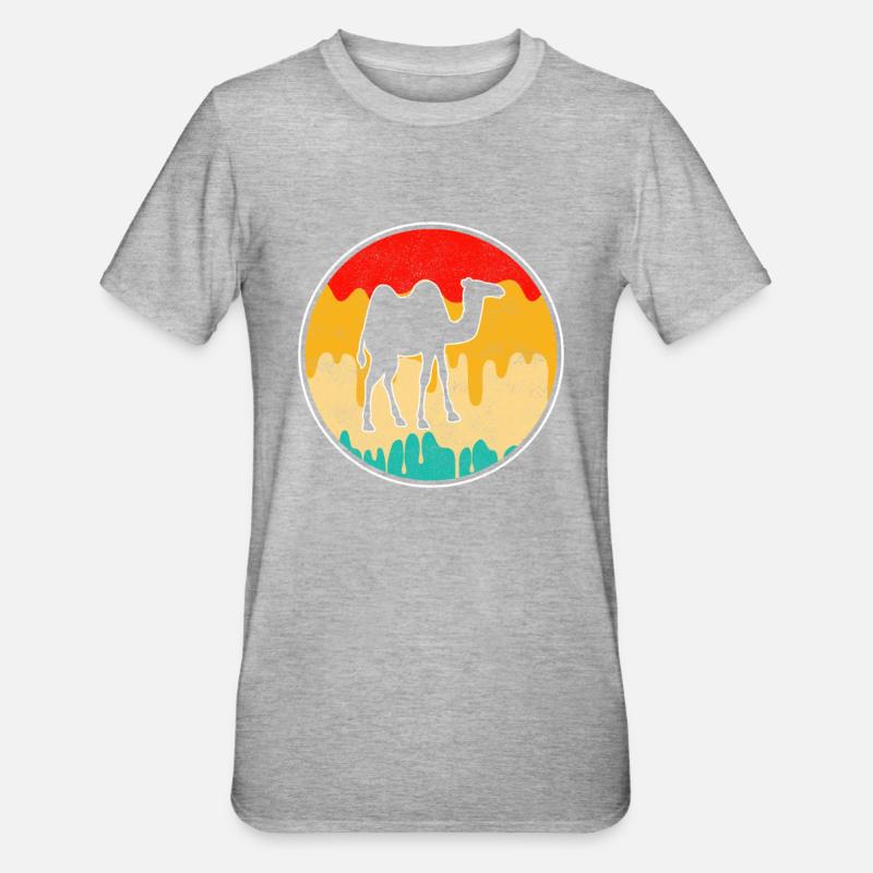 Dromedar Kamel Retro - Unisex Polycotton T-Shirt - Grau meliert
