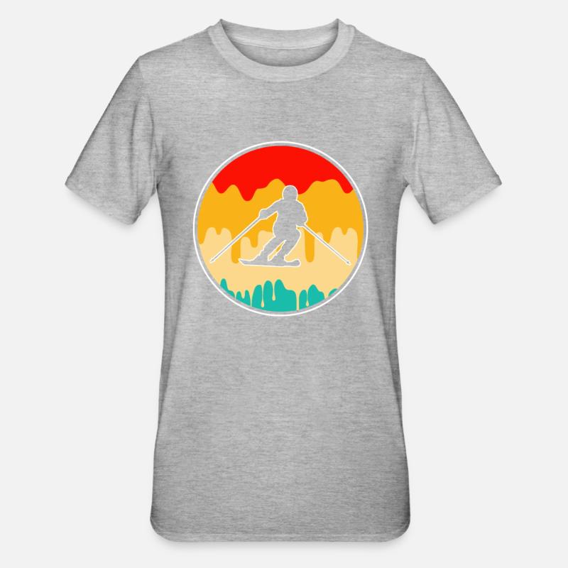 Ski Rétro - T-shirt polycoton Unisexe - gris chiné