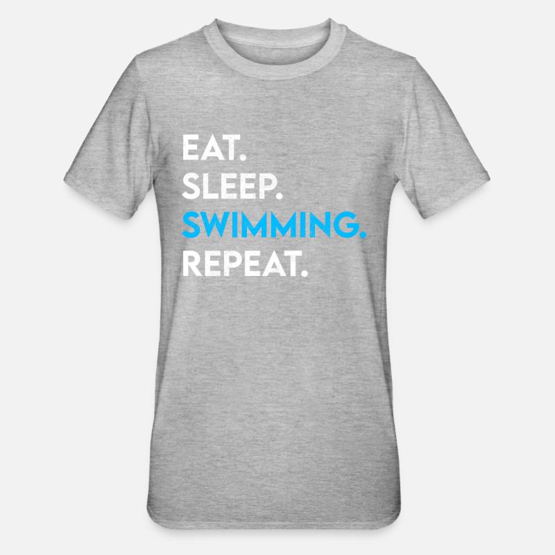 manger dormir nager répéter - T-shirt polycoton Unisexe - gris chiné