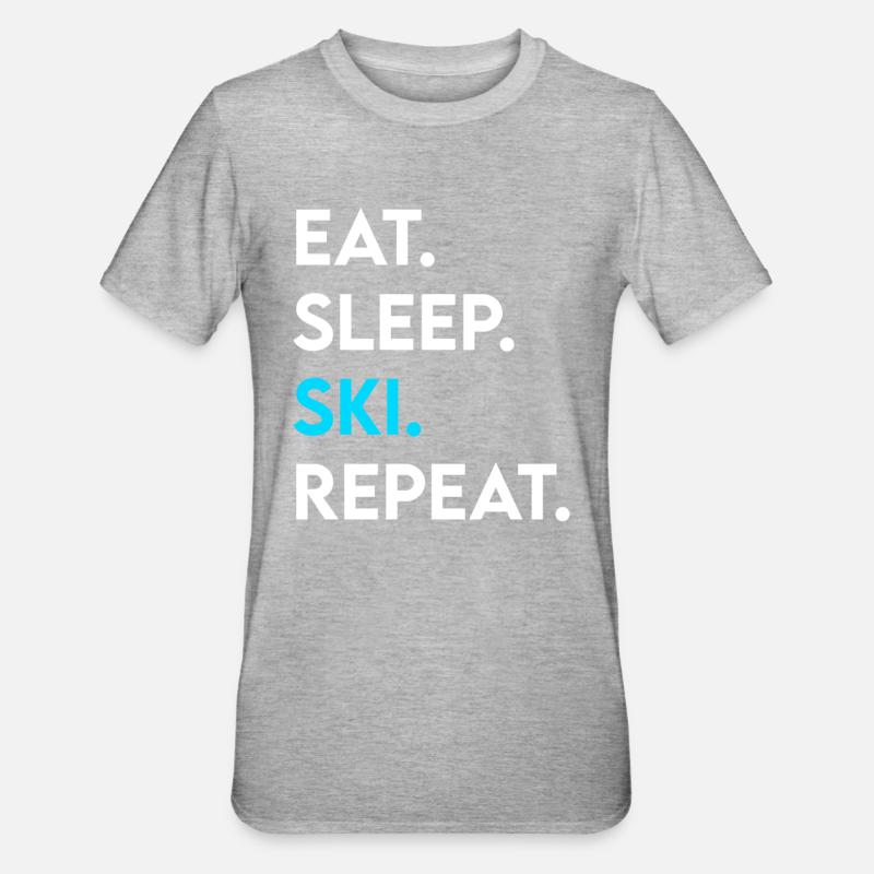 manger dormir ski répéter - T-shirt polycoton Unisexe - gris chiné