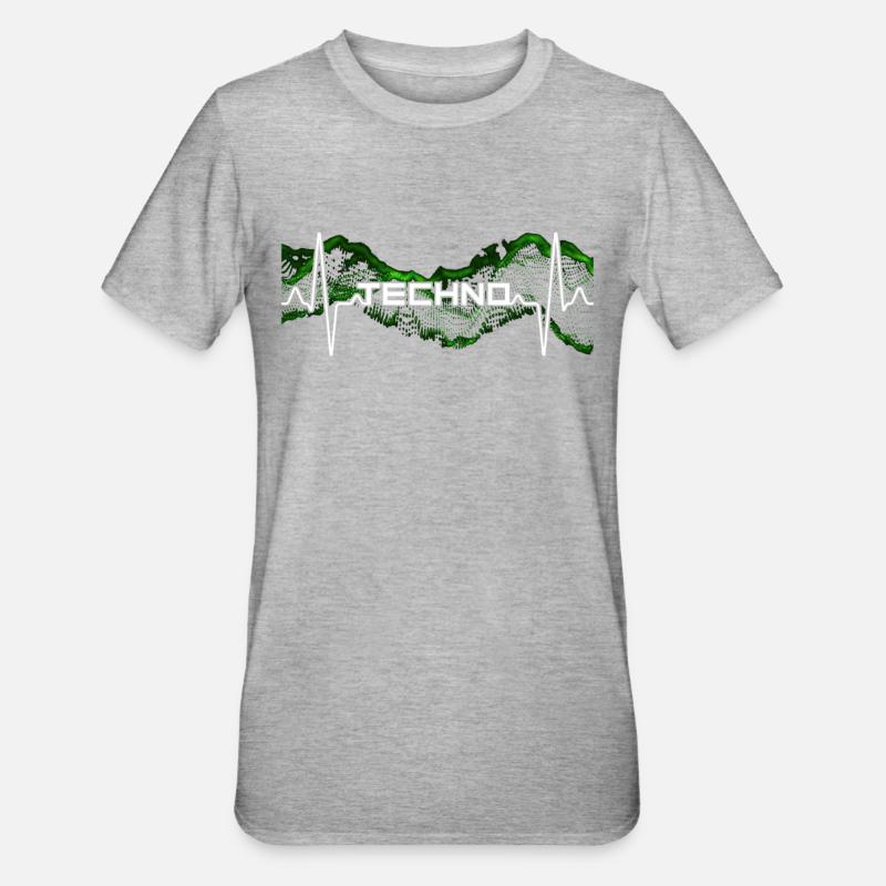 Techno Herzschlag - Unisex Polycotton T-Shirt - Grau meliert