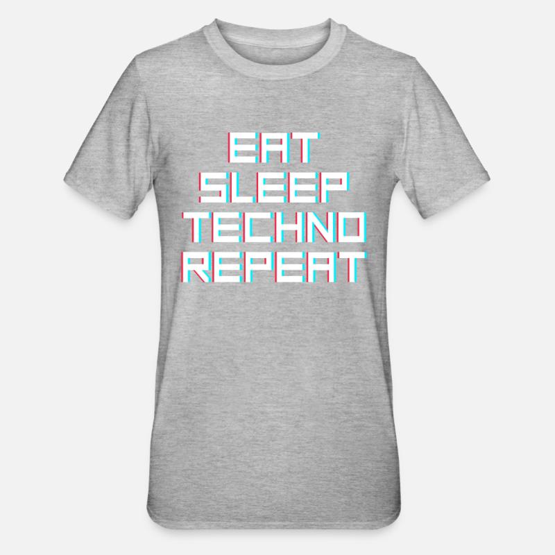 manger du sommeil techno répéter - T-shirt polycoton Unisexe - gris chiné