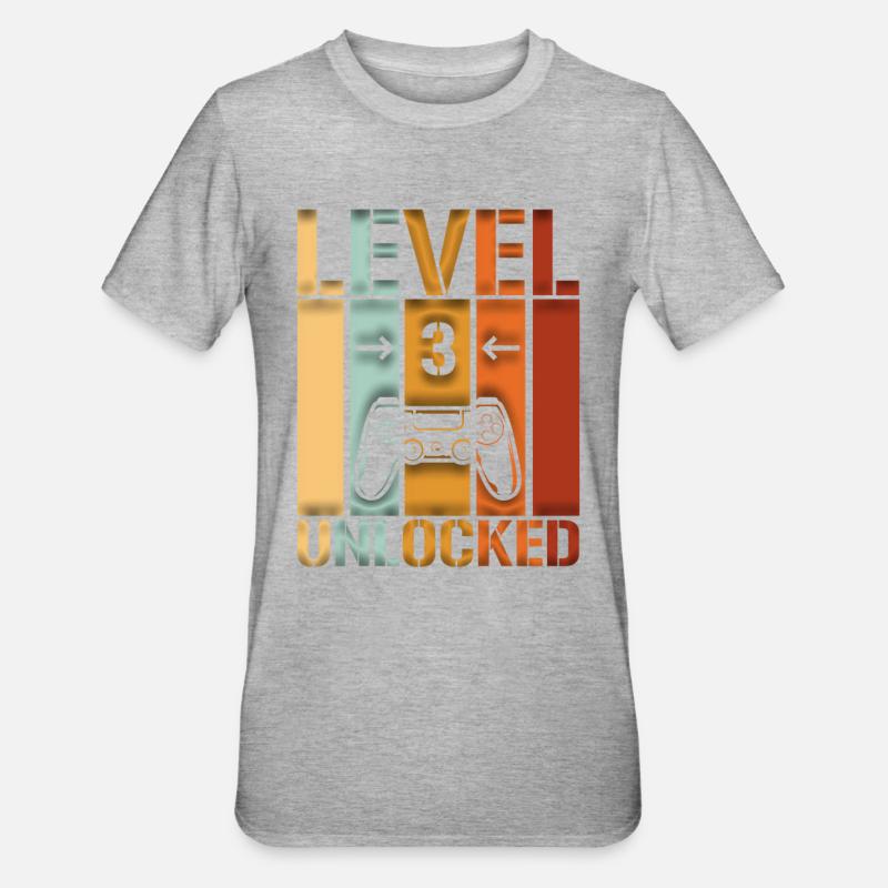 3rd Birthday Level 3 unlocked - Unisex Polycotton T-Shirt - heather grey