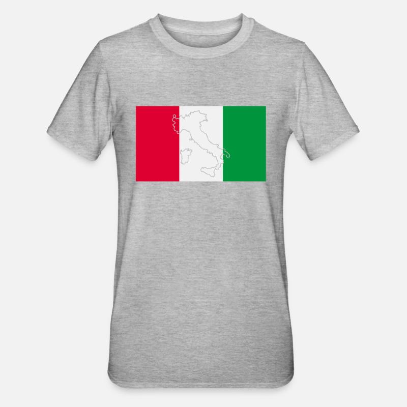 Drapeau de l’Italie - T-shirt polycoton Unisexe - gris chiné