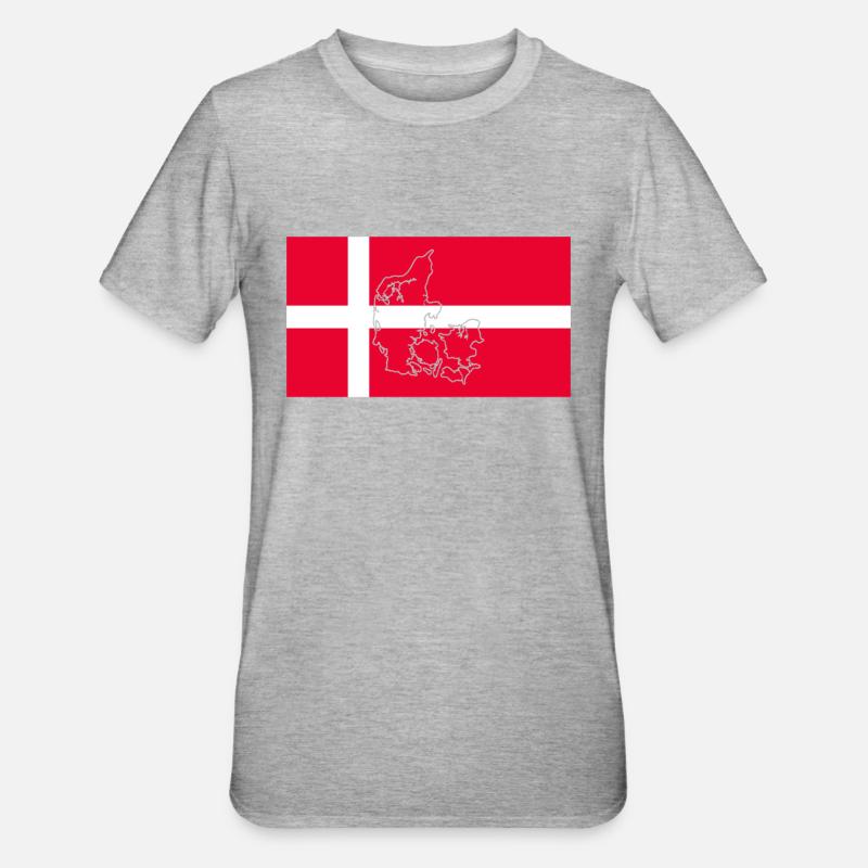 Drapeau du Danemark - T-shirt polycoton Unisexe - gris chiné