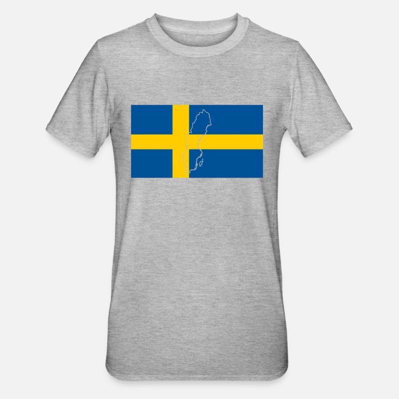 Drapeau de la Suède - T-shirt polycoton Unisexe - gris chiné