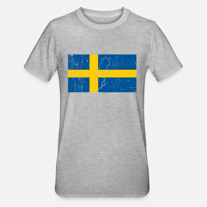 Drapeau de la Suède - T-shirt polycoton Unisexe - gris chiné