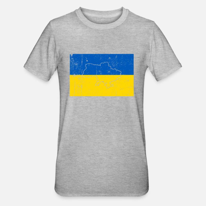 Drapeau de l’Ukraine - T-shirt polycoton Unisexe - gris chiné
