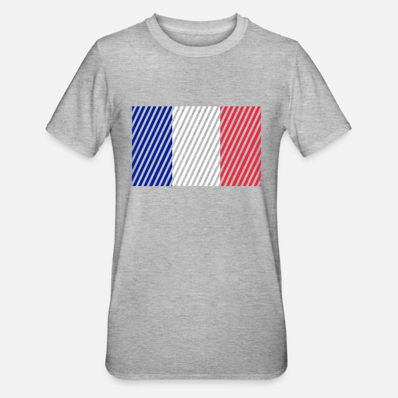 Français drapeau - T-shirt polycoton Unisexe - gris chiné