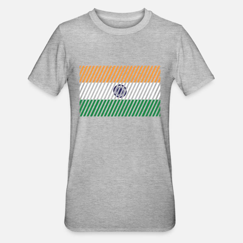 Drapeau de l’Inde - T-shirt polycoton Unisexe - gris chiné