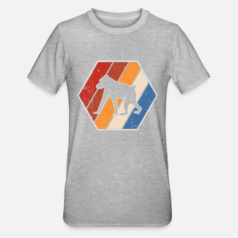 Affe Retro - Unisex Polycotton T-Shirt - Grau meliert
