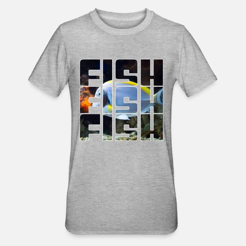 Fisch - Unisex Polycotton T-Shirt - Grau meliert