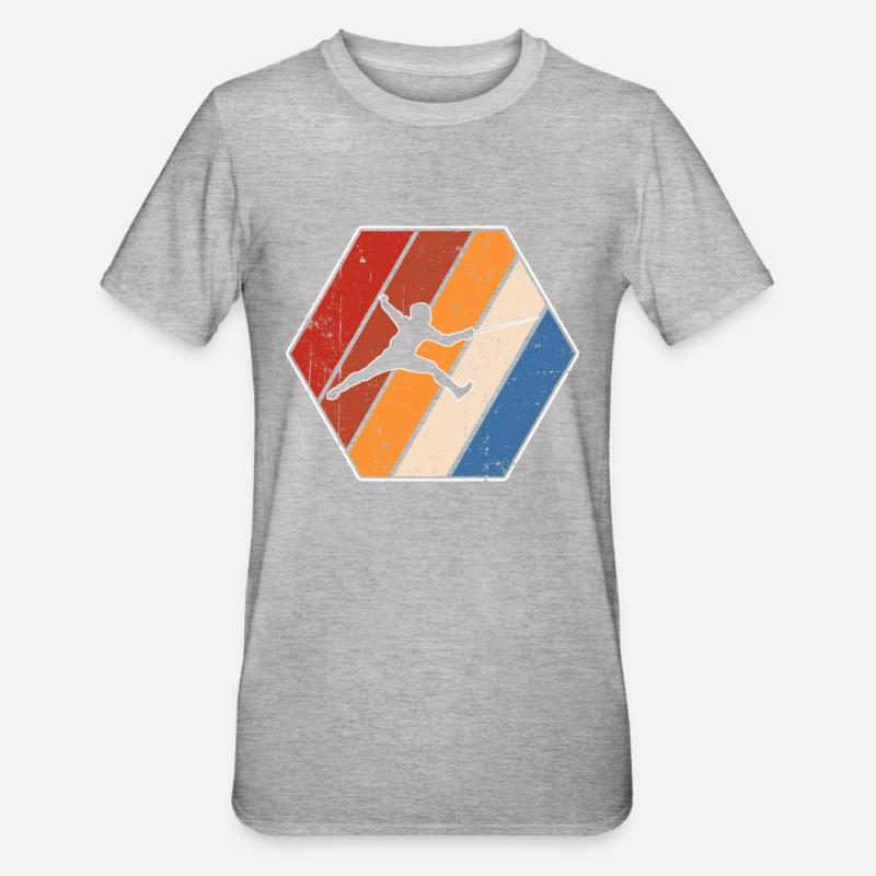 Fechten Retro - Unisex Polycotton T-Shirt - Grau meliert