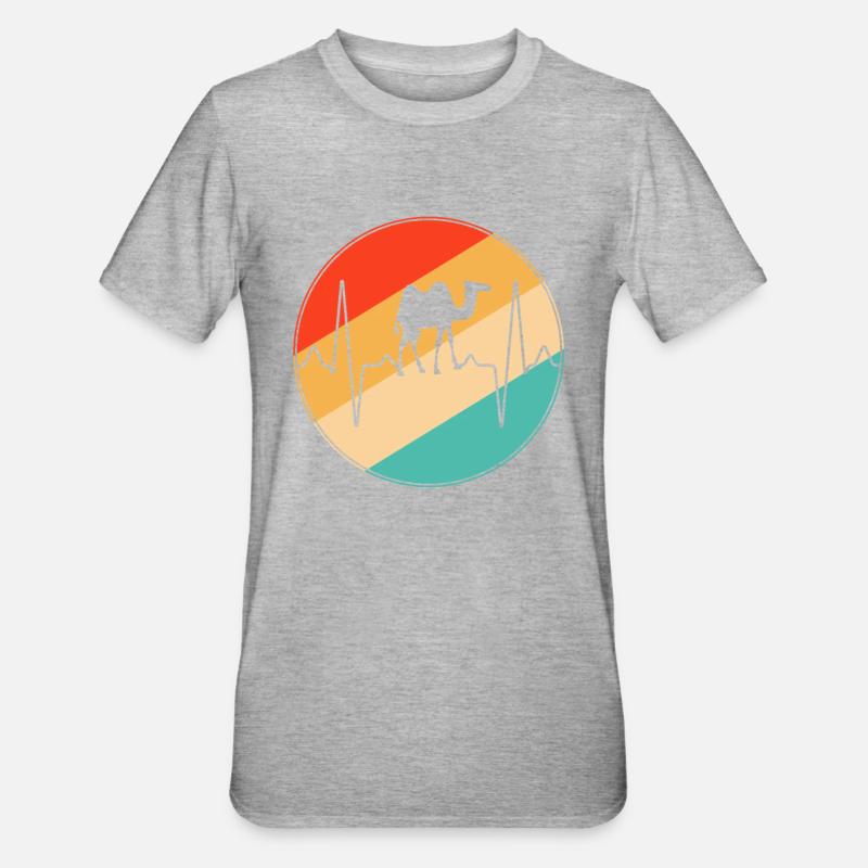 Kamel Retro Herzschlag - Unisex Polycotton T-Shirt - Grau meliert