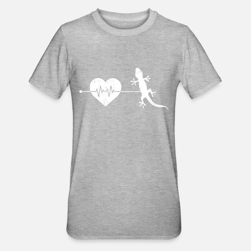Eidechse Herzschlag - Unisex Polycotton T-Shirt - Grau meliert
