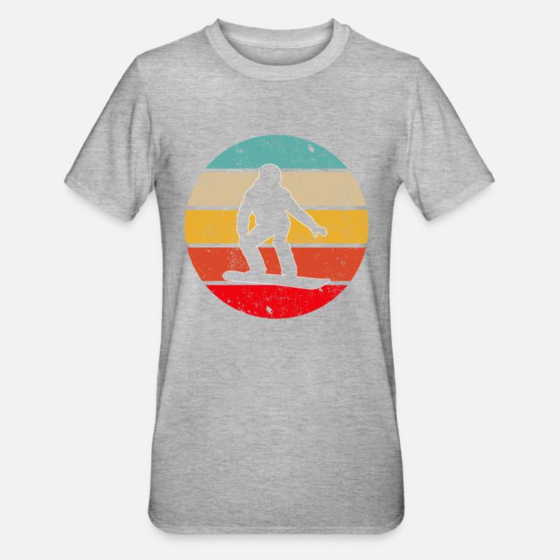 Snowboard Rétro - T-shirt polycoton Unisexe - gris chiné