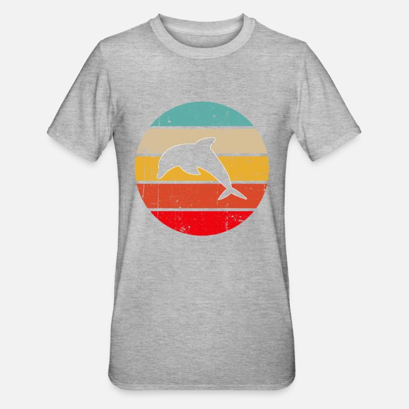 Dauphin Rétro - T-shirt polycoton Unisexe - gris chiné