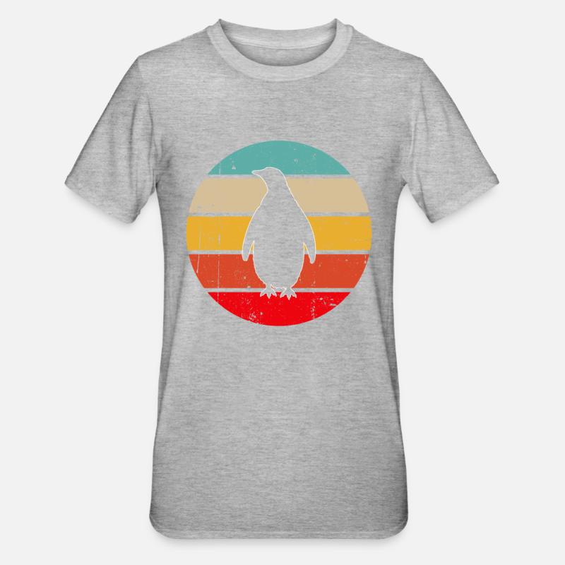 Pingouin Rétro - T-shirt polycoton Unisexe - gris chiné
