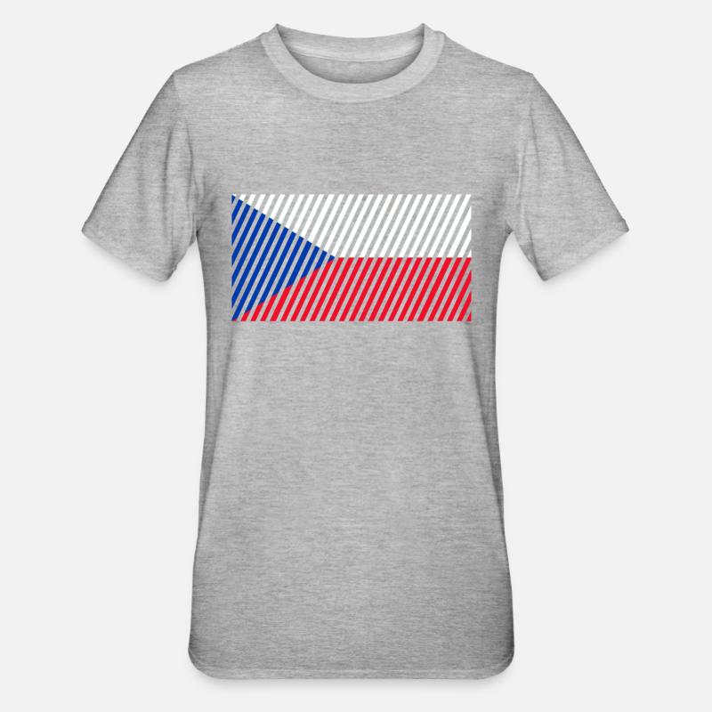 Drapeau de la République tchèque - T-shirt polycoton Unisexe - gris chiné
