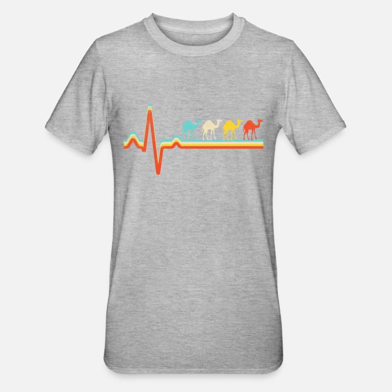 kamel retro herzschlag - Unisex Polycotton T-Shirt - Grau meliert