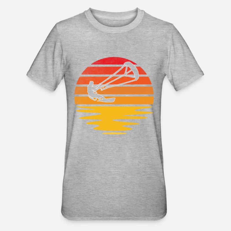 Kite Surf Rétro - T-shirt polycoton Unisexe - gris chiné