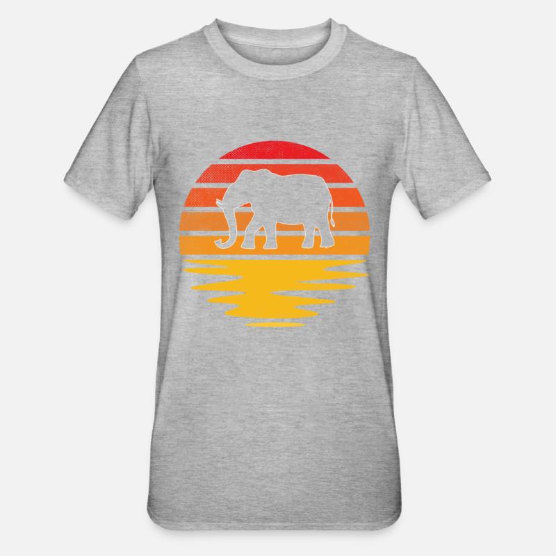 Éléphant Rétro - T-shirt polycoton Unisexe - gris chiné