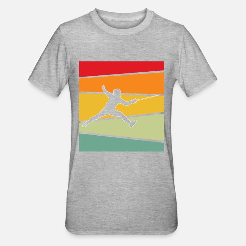 Fechten Retro - Unisex Polycotton T-Shirt - Grau meliert