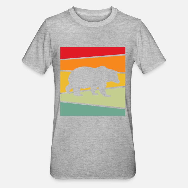 Ours Rétro - T-shirt polycoton Unisexe - gris chiné