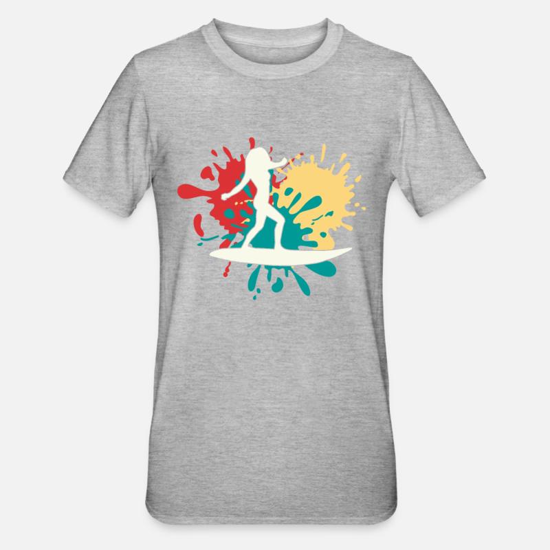 Silhouette de surfeur - T-shirt polycoton Unisexe - gris chiné