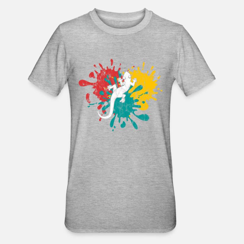 Eidechse - Unisex Polycotton T-Shirt - Grau meliert
