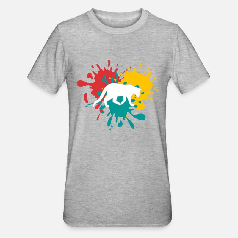Katze - Unisex Polycotton T-Shirt - Grau meliert