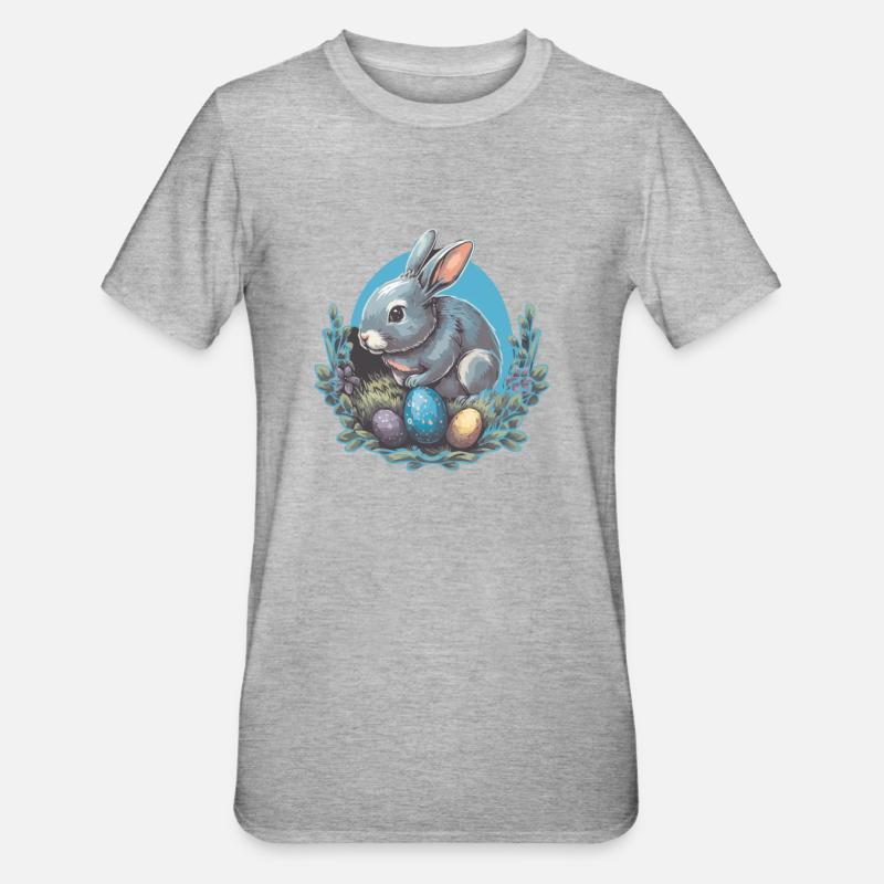 Lapin de Pâques - T-shirt polycoton Unisexe - gris chiné