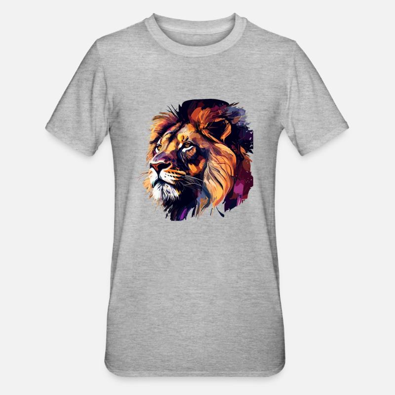 Löwe - Unisex Polycotton T-Shirt - Grau meliert
