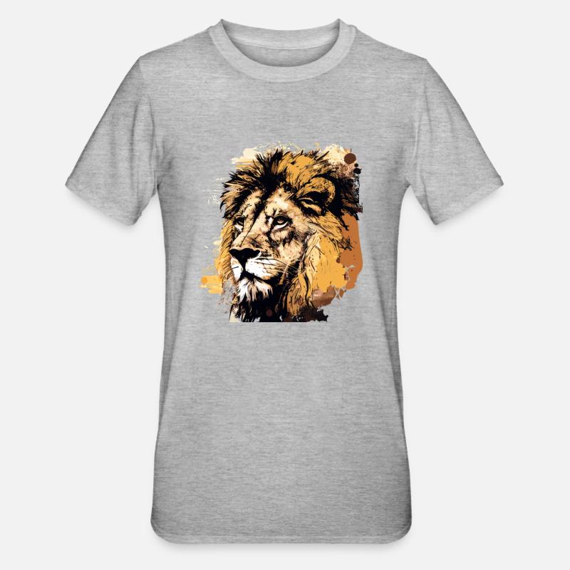 Löwe - Unisex Polycotton T-Shirt - Grau meliert