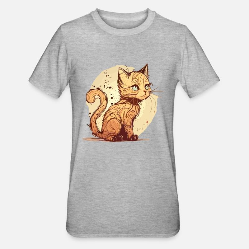 Cat in comic style - Unisex Polycotton T-Shirt - heather grey
