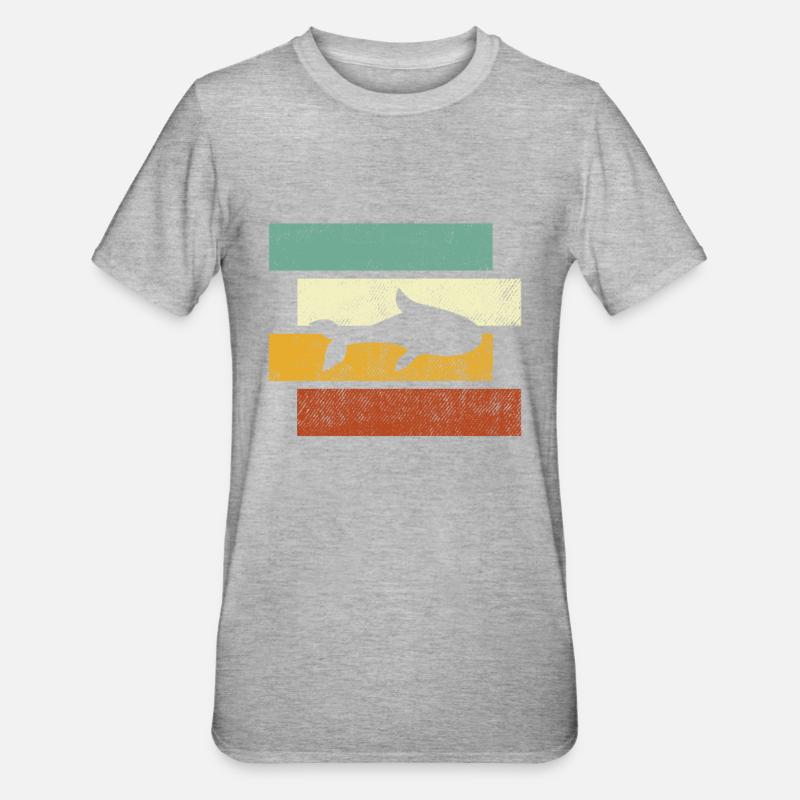 Fisch Retro - Unisex Polycotton T-Shirt - Grau meliert
