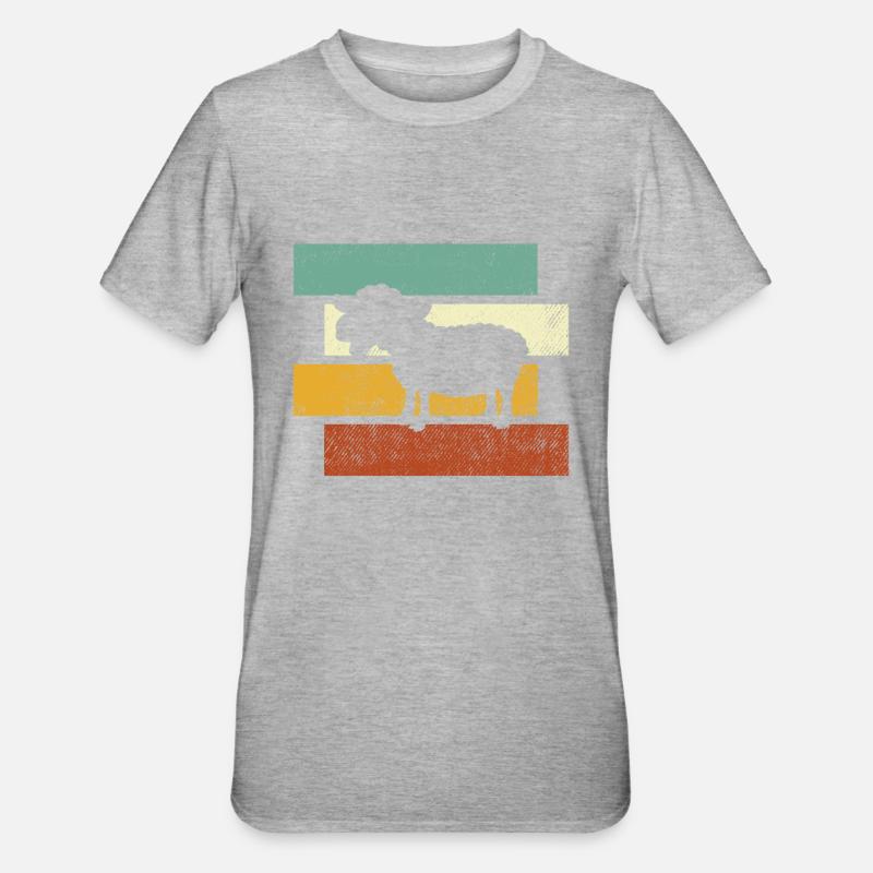 Schaf retro - Unisex Polycotton T-Shirt - Grau meliert