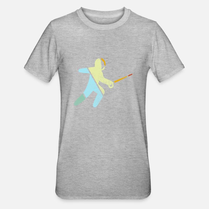 Fechten Retro - Unisex Polycotton T-Shirt - Grau meliert