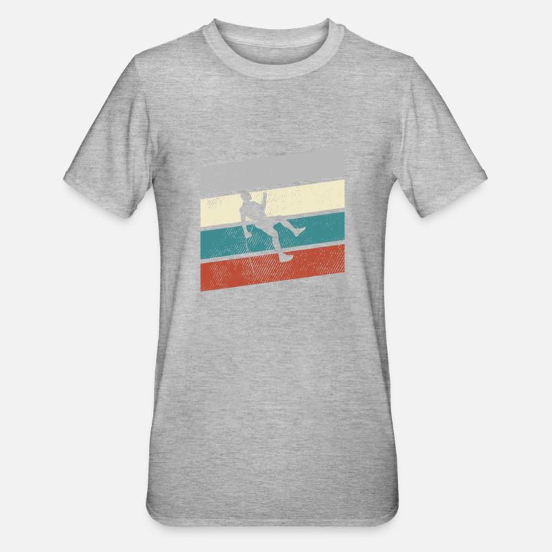 Klettern Retro - Unisex Polycotton T-Shirt - Grau meliert