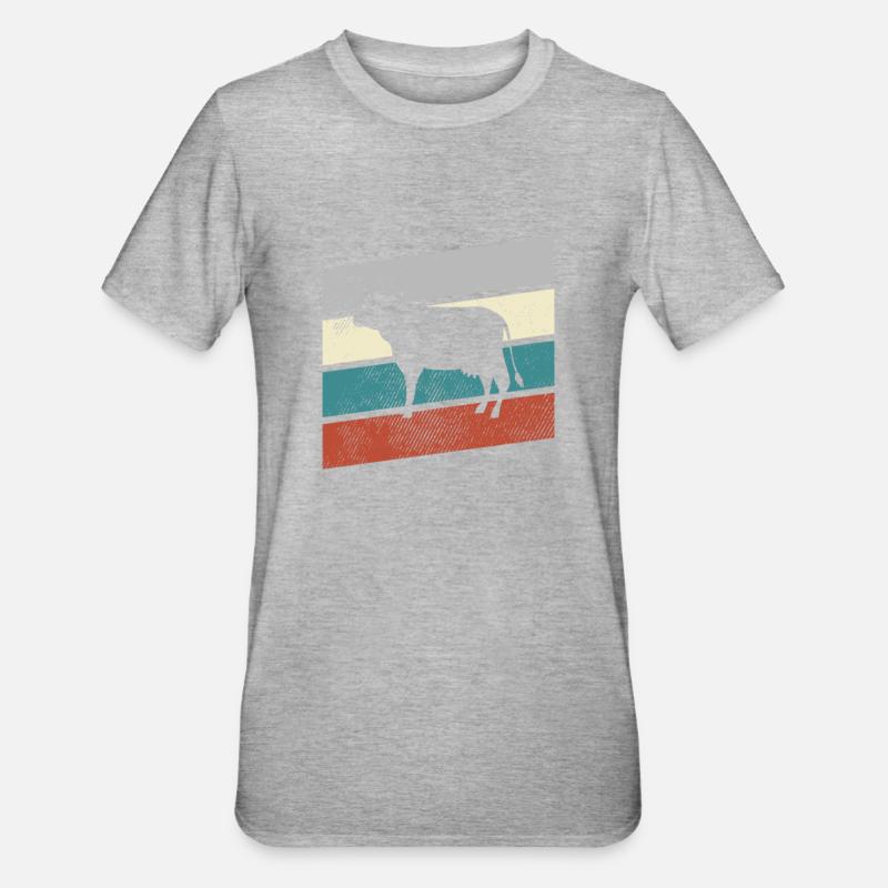 Vache Rétro - T-shirt polycoton Unisexe - gris chiné