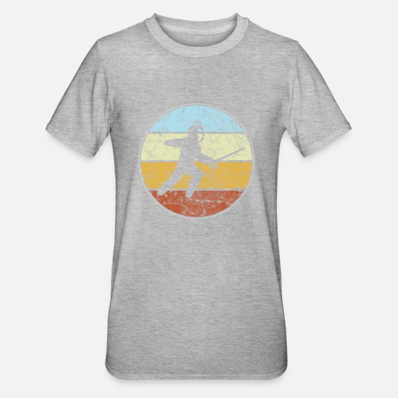 Fechten Retro - Unisex Polycotton T-Shirt - Grau meliert