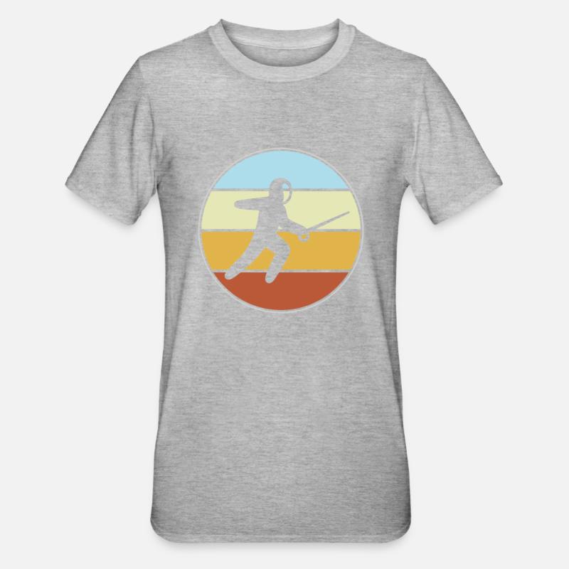 Fechten Retro - Unisex Polycotton T-Shirt - Grau meliert