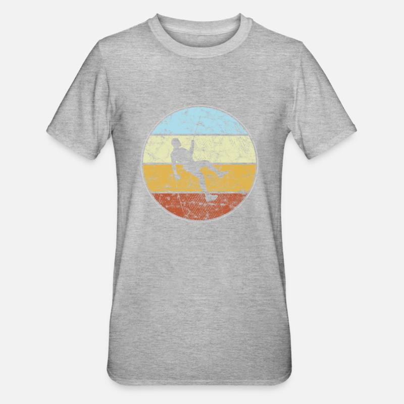 Klettern Retro - Unisex Polycotton T-Shirt - Grau meliert