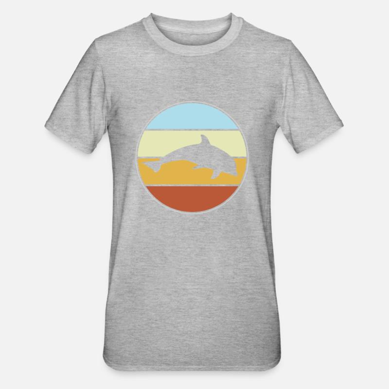 Dauphin Rétro - T-shirt polycoton Unisexe - gris chiné