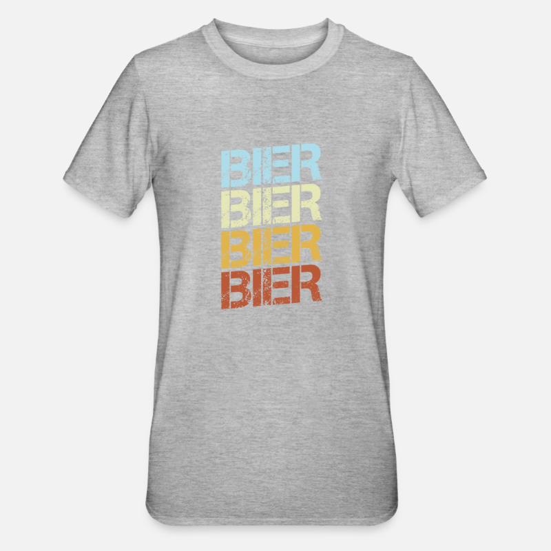 Bier Retro - Unisex Polycotton T-Shirt - Grau meliert